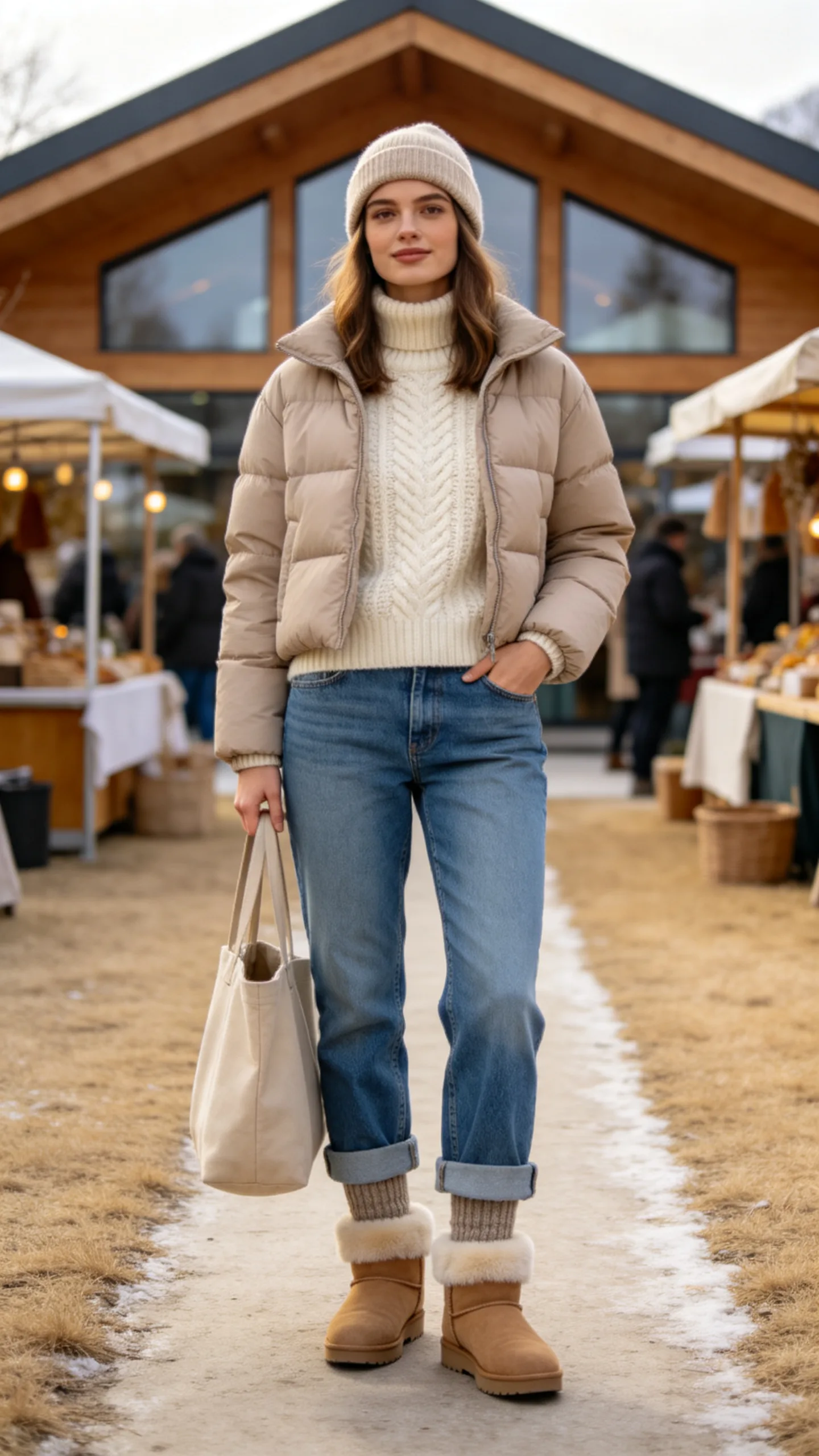 19. Relaxed Jeans With Shearling-Lined Boots