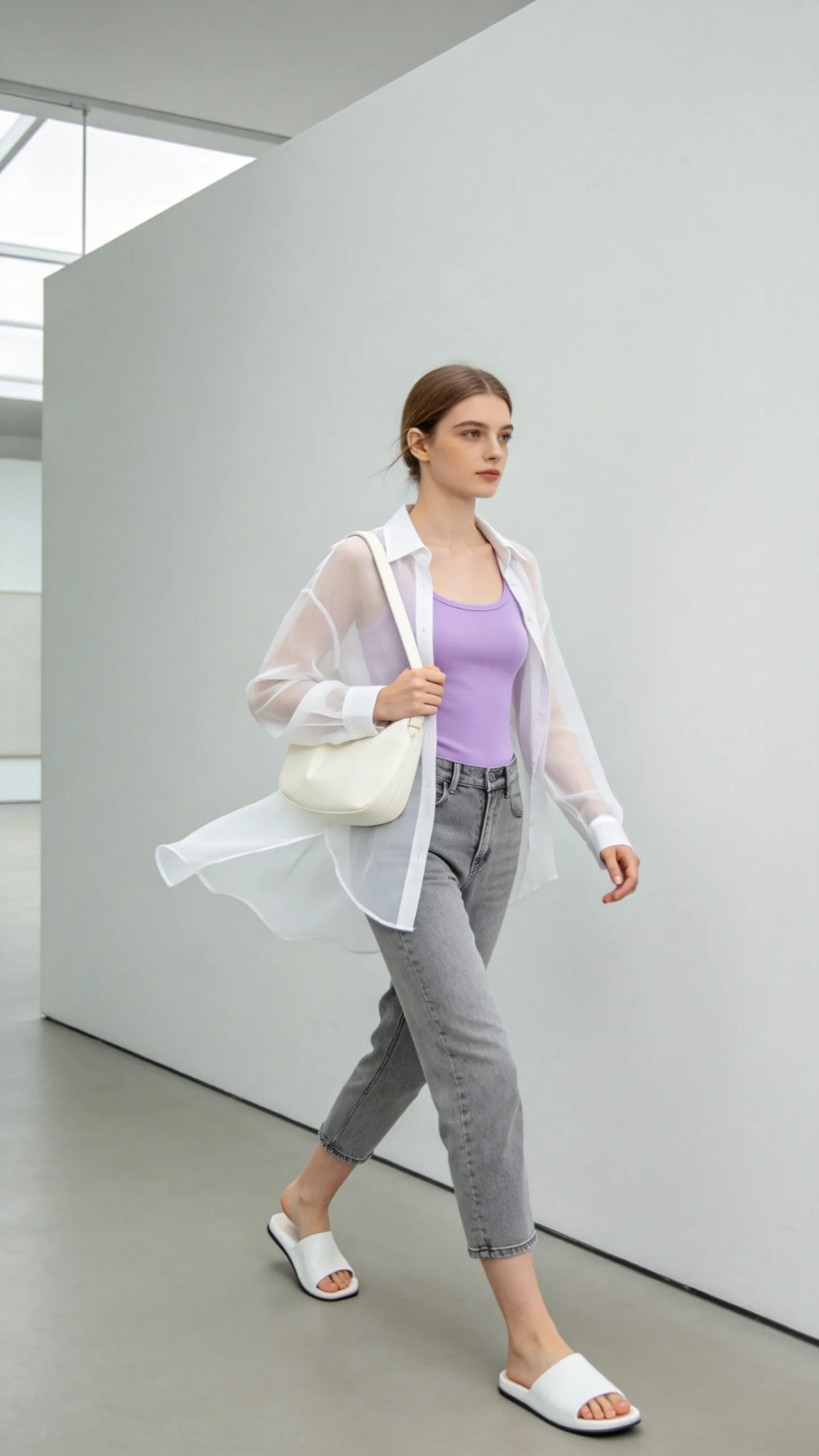 18. Gray Jeans With a Lavender Tank